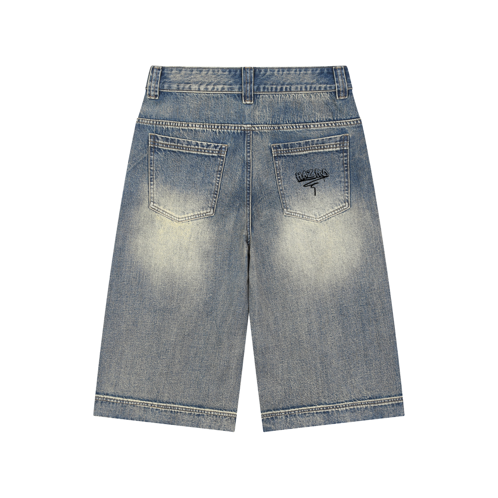 Vintage Wash Baggy Denim Shorts